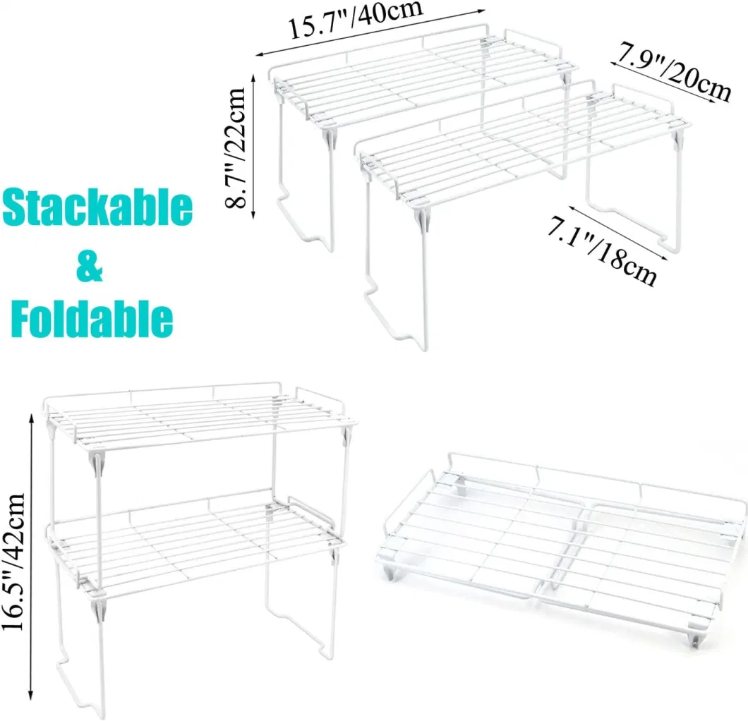 Stackable Kitchen Cabinet Organizers and Storage Shelf 2 Pack